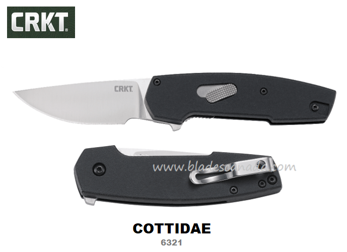 CRKT Cottidae Flipper Folding Knife, D2 Steel, Aluminum Black, CRKT6321 CRKT Cottidae Flipper Folding Knife, D2 Steel, Aluminum Black, CRKT6321